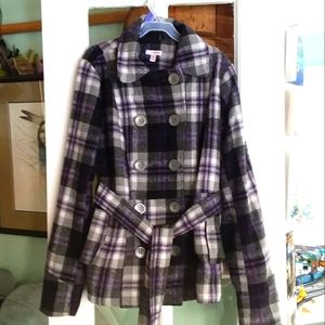 Bongo B & W Plaid Jacket Peacoat Sz Small